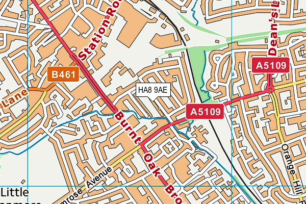 HA8 9AE map - OS VectorMap District (Ordnance Survey)