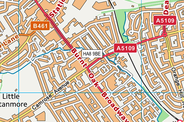 HA8 9BE map - OS VectorMap District (Ordnance Survey)