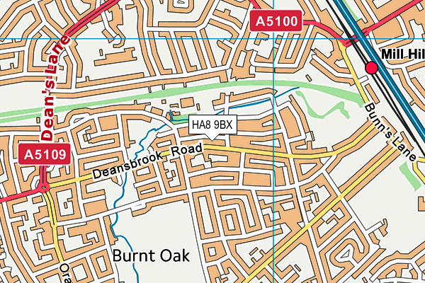 HA8 9BX map - OS VectorMap District (Ordnance Survey)