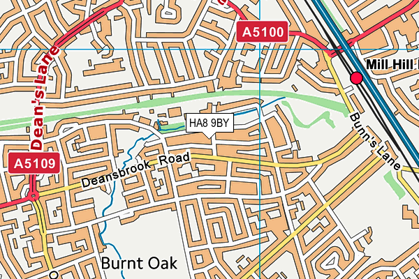 HA8 9BY map - OS VectorMap District (Ordnance Survey)