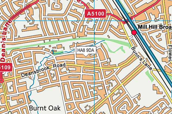 HA8 9DA map - OS VectorMap District (Ordnance Survey)