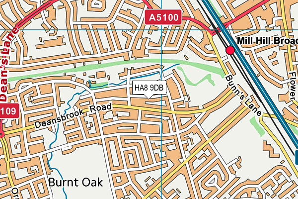 HA8 9DB map - OS VectorMap District (Ordnance Survey)