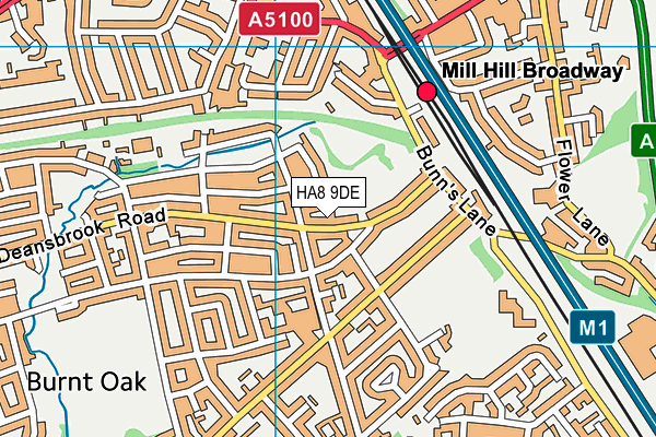 HA8 9DE map - OS VectorMap District (Ordnance Survey)