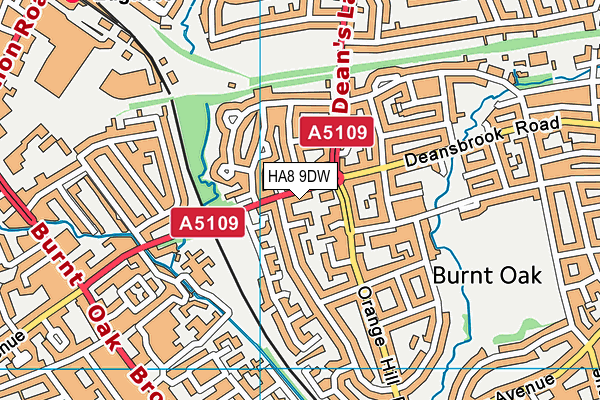 HA8 9DW map - OS VectorMap District (Ordnance Survey)