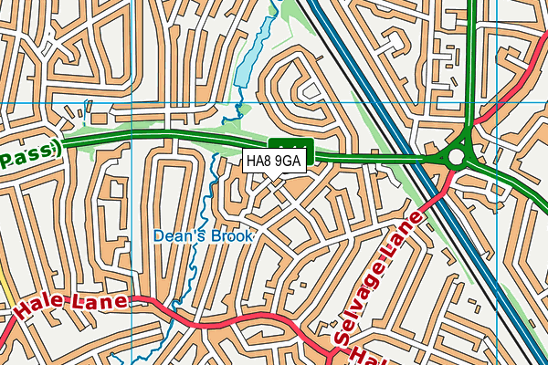 HA8 9GA map - OS VectorMap District (Ordnance Survey)