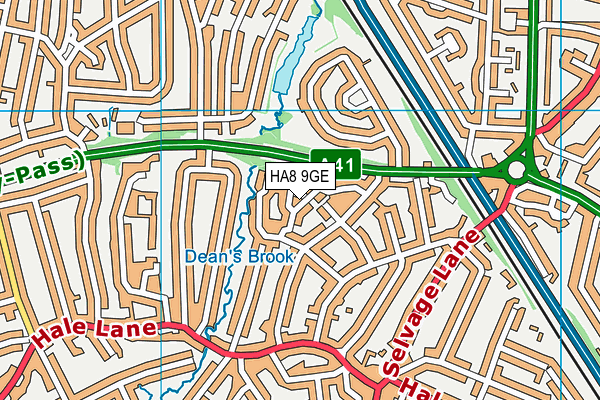 HA8 9GE map - OS VectorMap District (Ordnance Survey)