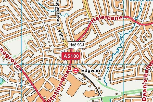 HA8 9GJ map - OS VectorMap District (Ordnance Survey)