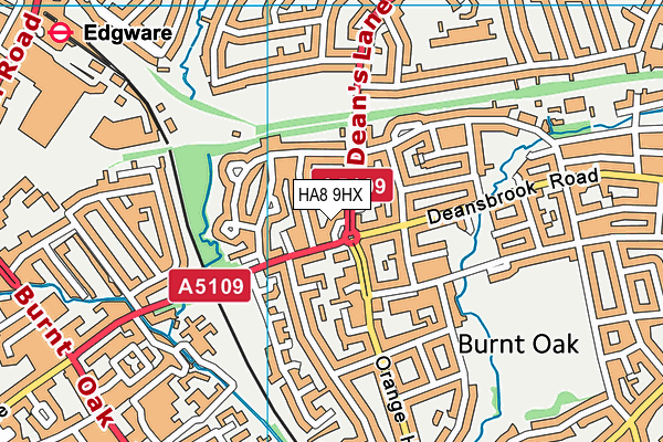 HA8 9HX map - OS VectorMap District (Ordnance Survey)