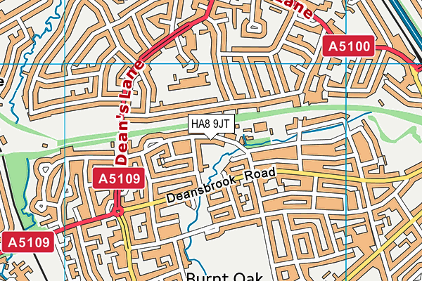 HA8 9JT map - OS VectorMap District (Ordnance Survey)