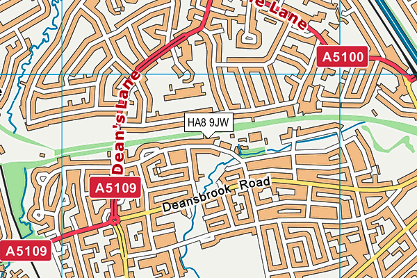 HA8 9JW map - OS VectorMap District (Ordnance Survey)