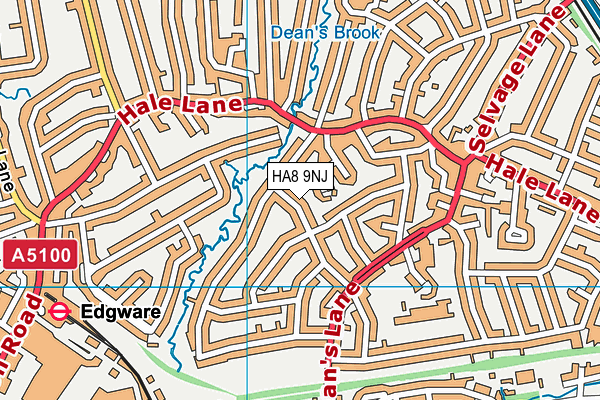 HA8 9NJ map - OS VectorMap District (Ordnance Survey)