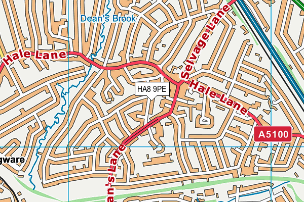 HA8 9PE map - OS VectorMap District (Ordnance Survey)