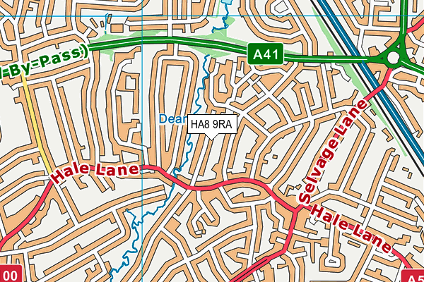 HA8 9RA map - OS VectorMap District (Ordnance Survey)
