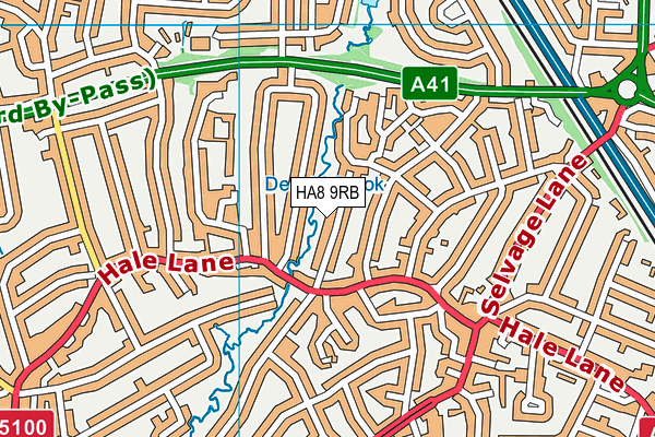 HA8 9RB map - OS VectorMap District (Ordnance Survey)