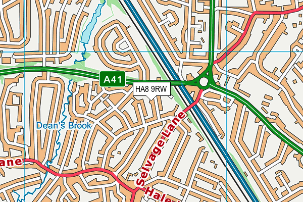 HA8 9RW map - OS VectorMap District (Ordnance Survey)