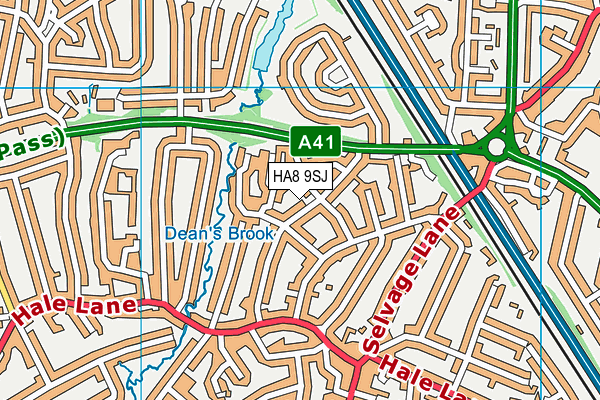 HA8 9SJ map - OS VectorMap District (Ordnance Survey)