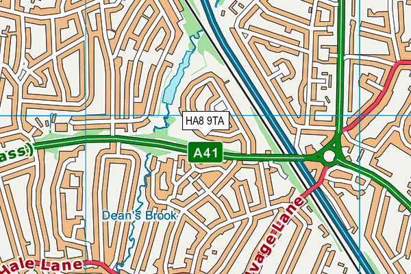 HA8 9TA map - OS VectorMap District (Ordnance Survey)