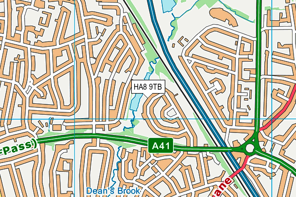 HA8 9TB map - OS VectorMap District (Ordnance Survey)