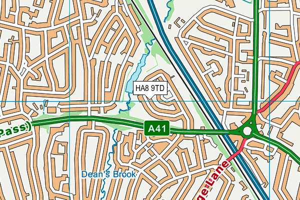 HA8 9TD map - OS VectorMap District (Ordnance Survey)