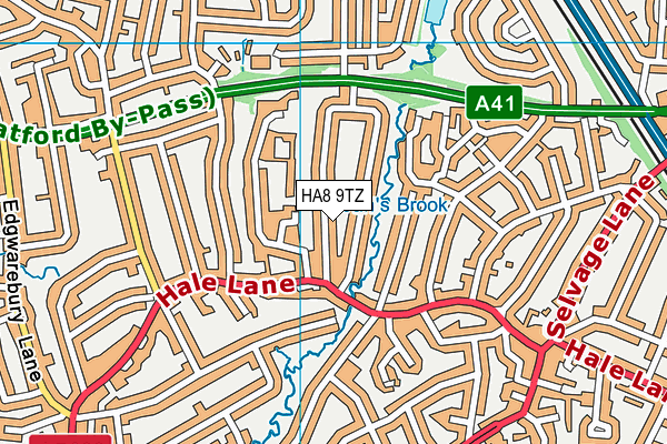 HA8 9TZ map - OS VectorMap District (Ordnance Survey)