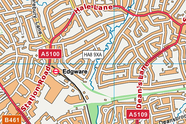 HA8 9XA map - OS VectorMap District (Ordnance Survey)