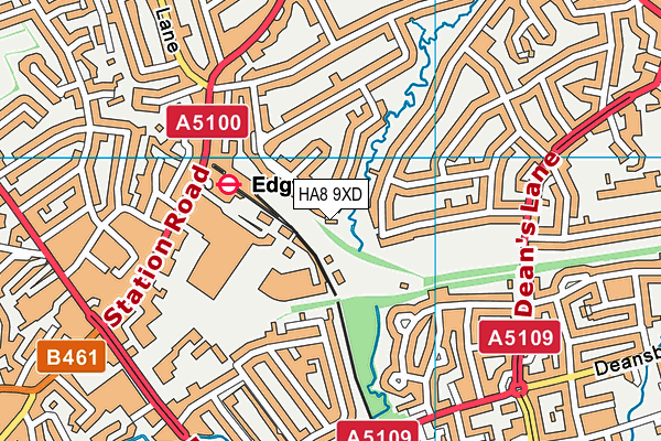 HA8 9XD map - OS VectorMap District (Ordnance Survey)