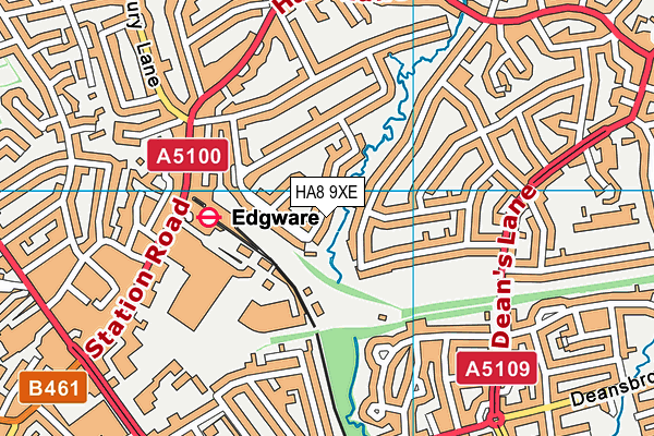 HA8 9XE map - OS VectorMap District (Ordnance Survey)