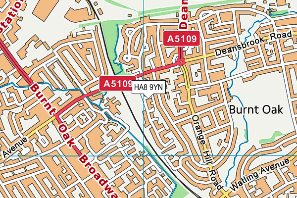 HA8 9YN map - OS VectorMap District (Ordnance Survey)