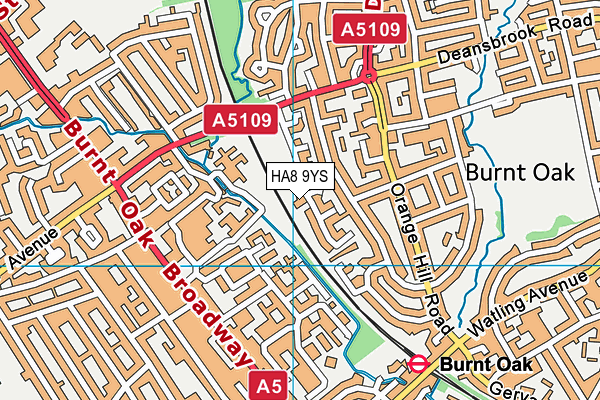 HA8 9YS map - OS VectorMap District (Ordnance Survey)