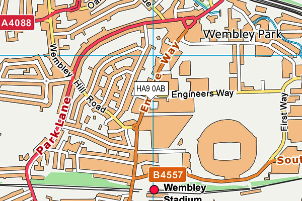 HA9 0AB map - OS VectorMap District (Ordnance Survey)