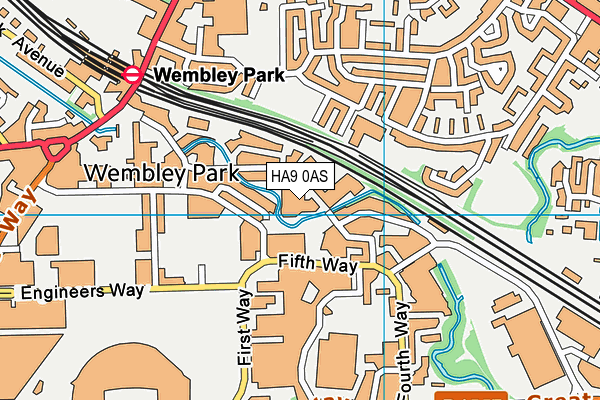 HA9 0AS map - OS VectorMap District (Ordnance Survey)