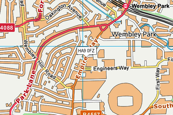 HA9 0FZ map - OS VectorMap District (Ordnance Survey)