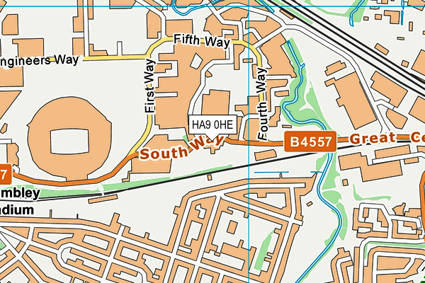 HA9 0HE map - OS VectorMap District (Ordnance Survey)