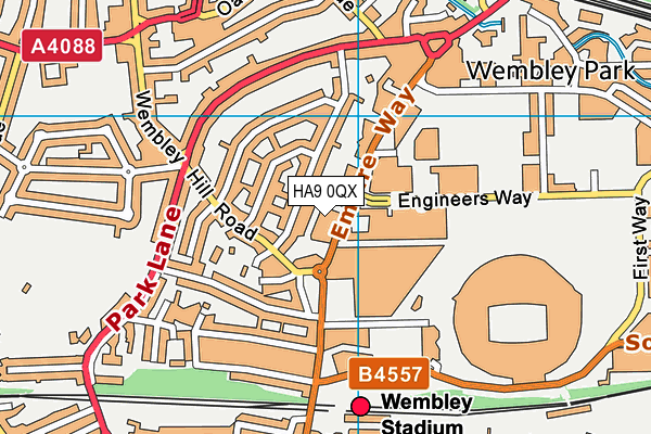 HA9 0QX map - OS VectorMap District (Ordnance Survey)