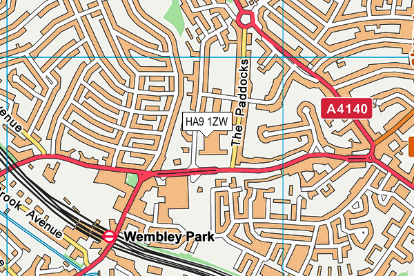 HA9 1ZW map - OS VectorMap District (Ordnance Survey)