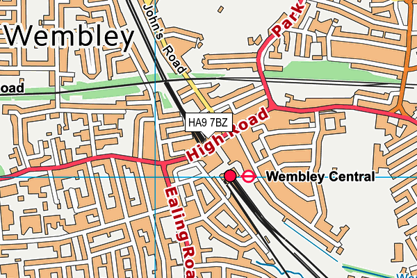 HA9 7BZ map - OS VectorMap District (Ordnance Survey)