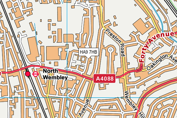 HA9 7HB map - OS VectorMap District (Ordnance Survey)