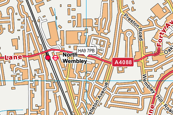 HA9 7PB map - OS VectorMap District (Ordnance Survey)
