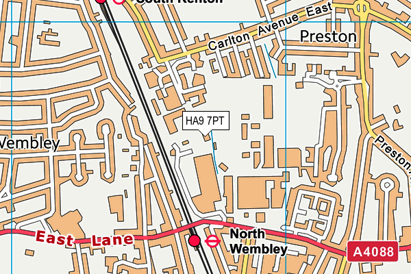 HA9 7PT map - OS VectorMap District (Ordnance Survey)