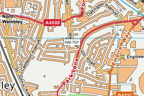HA9 7QY map - OS VectorMap District (Ordnance Survey)
