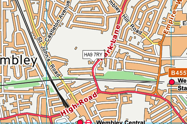 Park Lane Primary School map (HA9 7RY) - OS VectorMap District (Ordnance Survey)