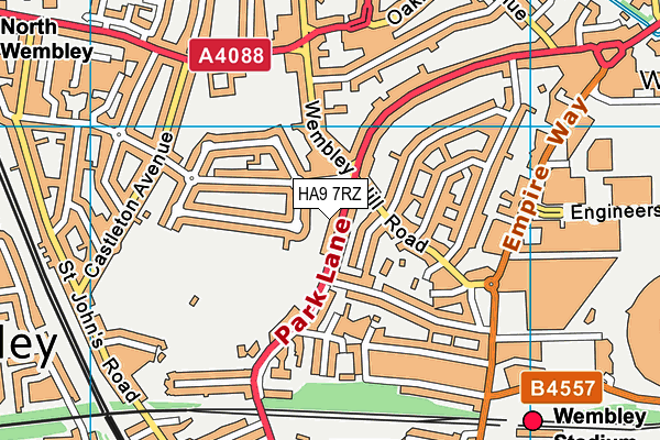 HA9 7RZ map - OS VectorMap District (Ordnance Survey)