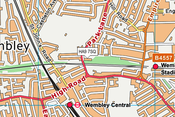 HA9 7SQ map - OS VectorMap District (Ordnance Survey)