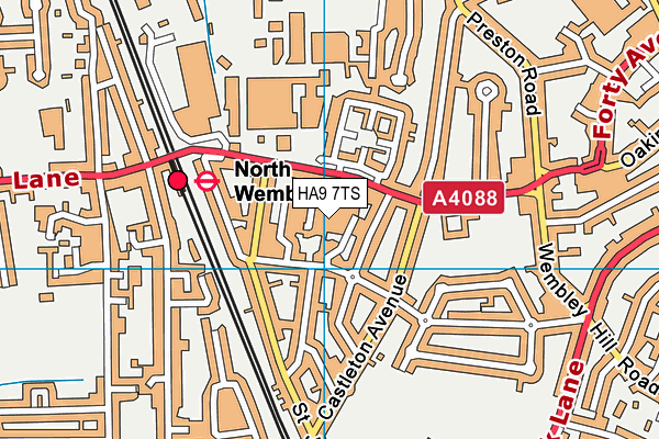 HA9 7TS map - OS VectorMap District (Ordnance Survey)