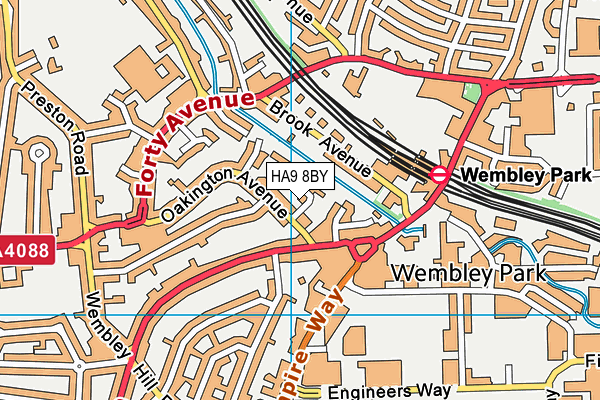 HA9 8BY map - OS VectorMap District (Ordnance Survey)