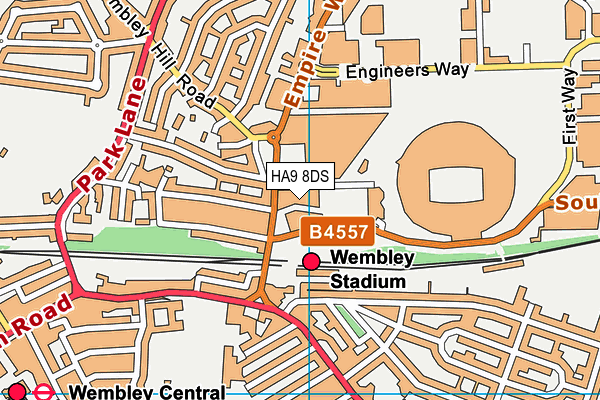 Spirit Health Club (Wembley) map (HA9 8DS) - OS VectorMap District (Ordnance Survey)