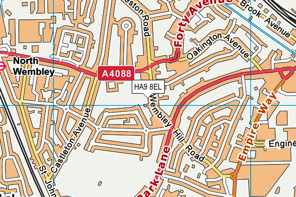 HA9 8EL map - OS VectorMap District (Ordnance Survey)