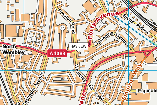 HA9 8EW map - OS VectorMap District (Ordnance Survey)