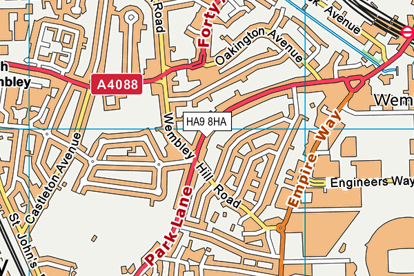 HA9 8HA map - OS VectorMap District (Ordnance Survey)