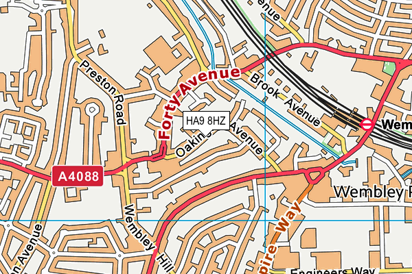 HA9 8HZ map - OS VectorMap District (Ordnance Survey)